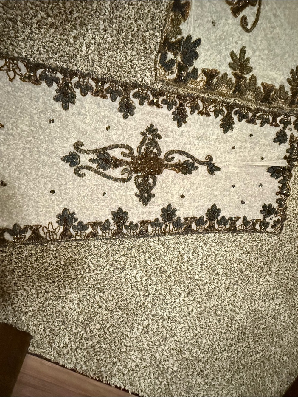 Elegant Cream and Brown Beaded Decorative Tablecloths